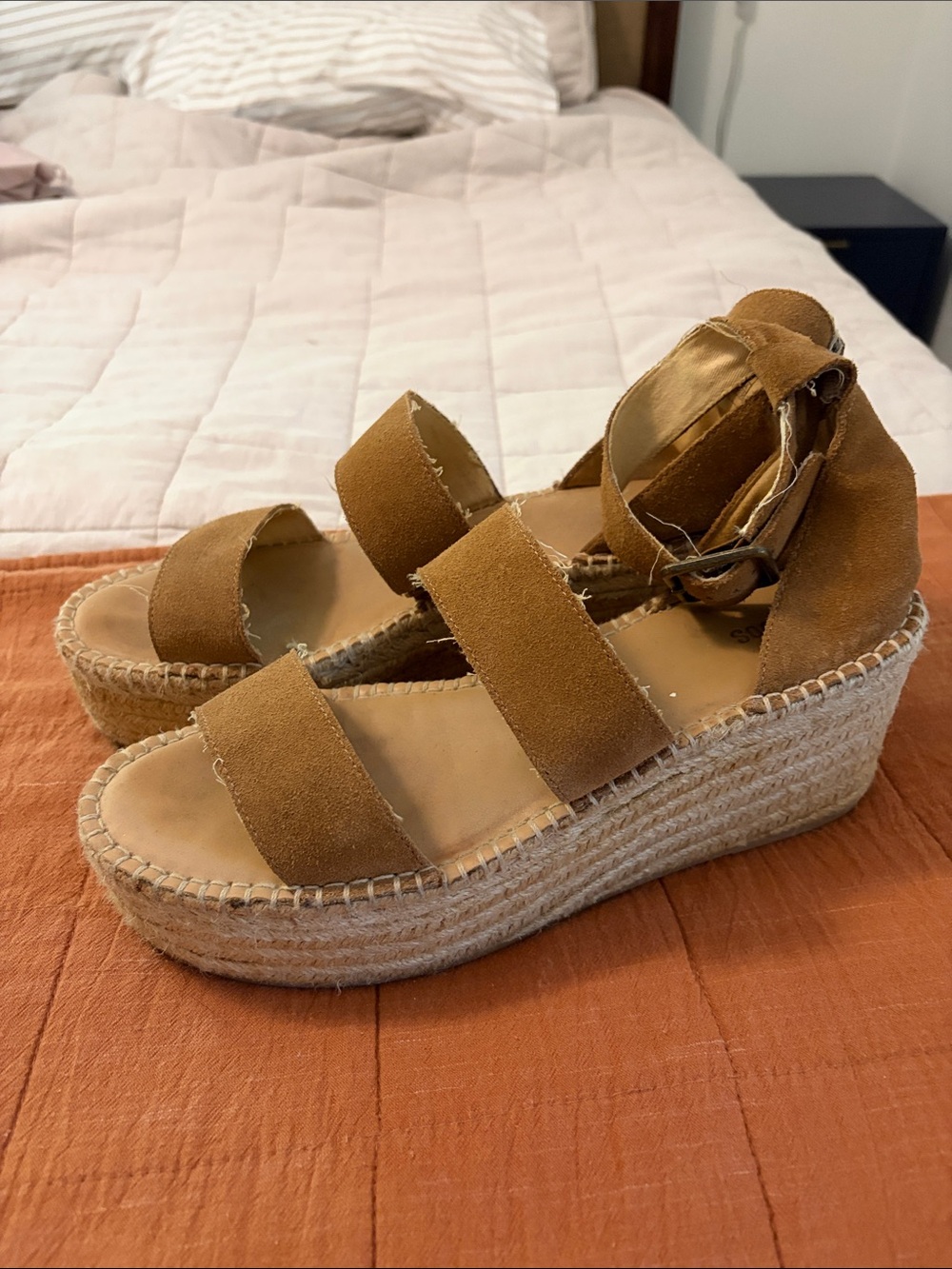 Soludos Tan Suede Platform Espadrille Sandals